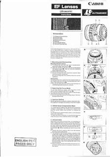 Canon 85/1.8 manual. Camera Instructions.